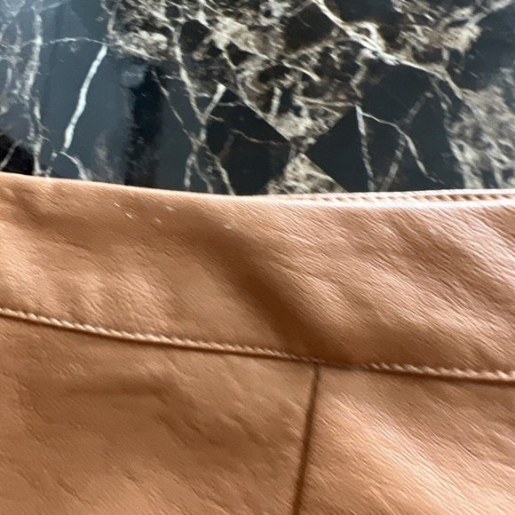 Shine Star Women  Vegan Leather Mini Front Slit Skirt Brown Tan Size Medium - Picture 14 of 14
